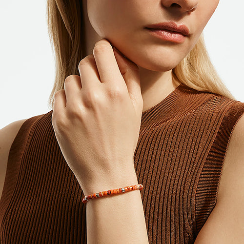 Heishi Bracelet, Sterling Silver, Spiny Oyster, 4MM