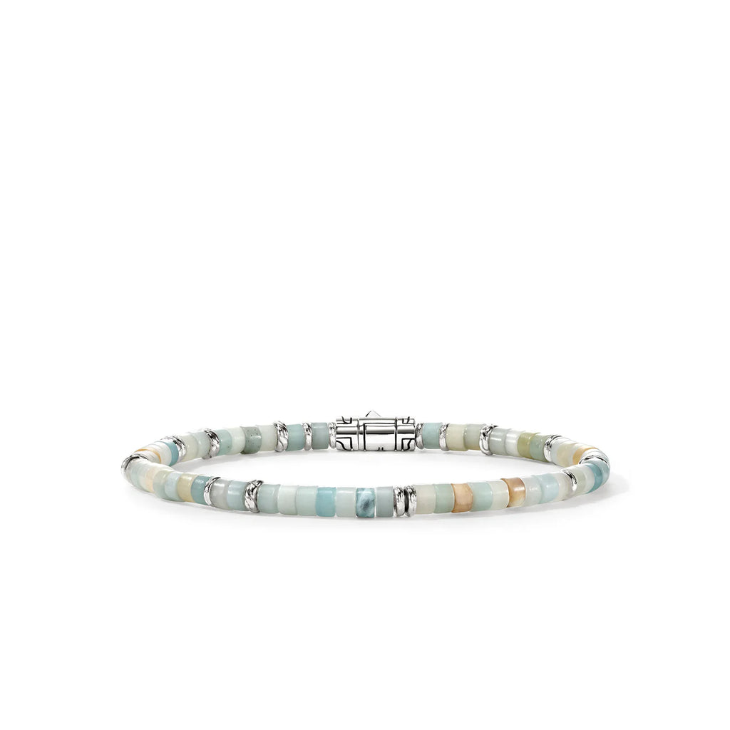 Ocean Heishi Bracelet, Sterling Silver, Multi Color Quartzite, 4MM