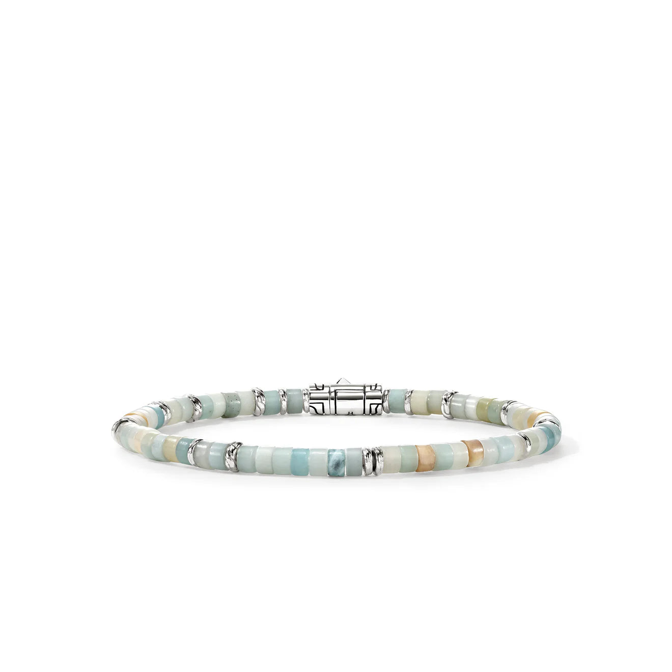 Ocean Heishi Bracelet, Sterling Silver, Multi Color Quartzite, 4MM