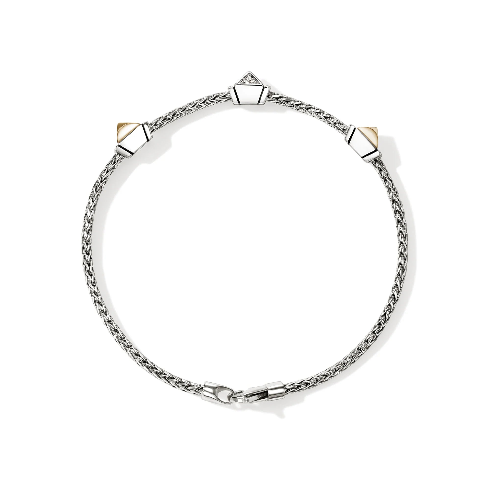 Icon Stud Bracelet, Gold, Sterling Silver, Diamonds, 2.5MM