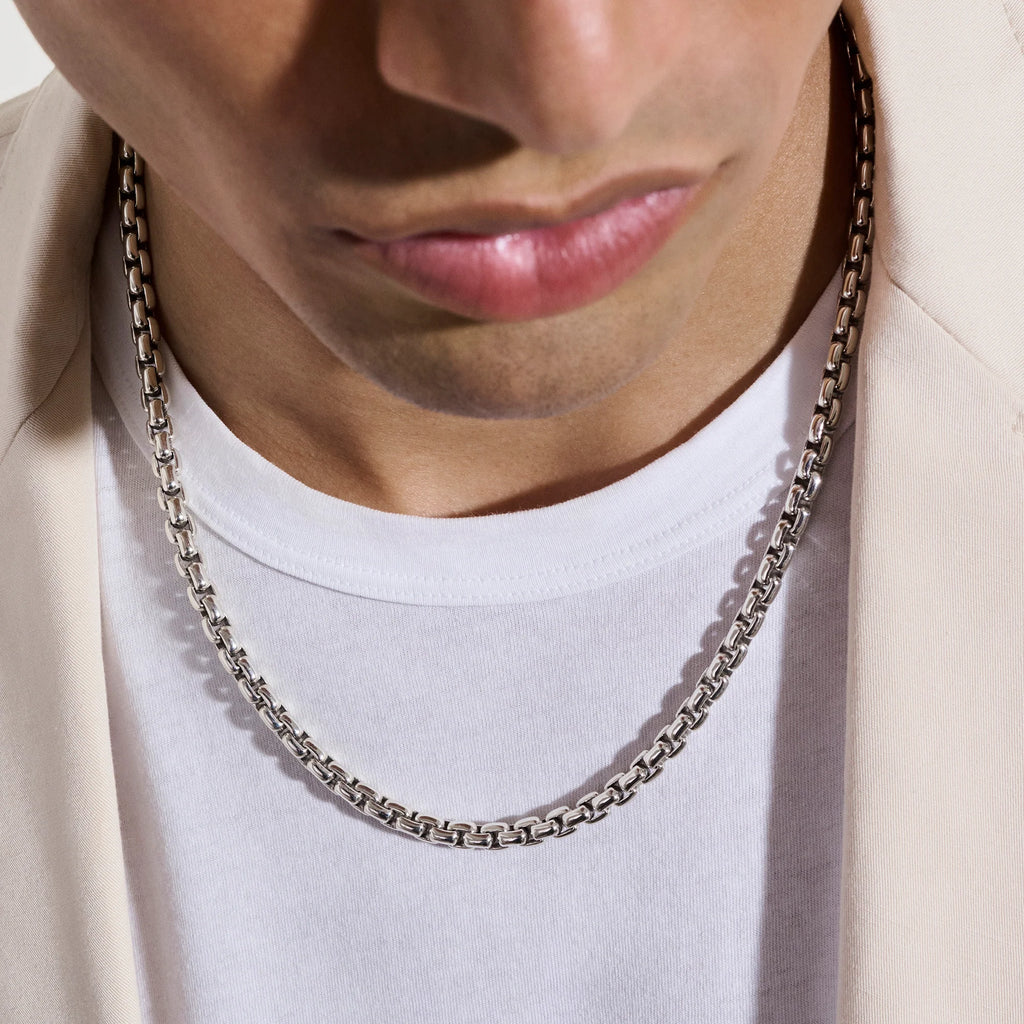 Box Chain Necklace, Sterling Silver, 6MM